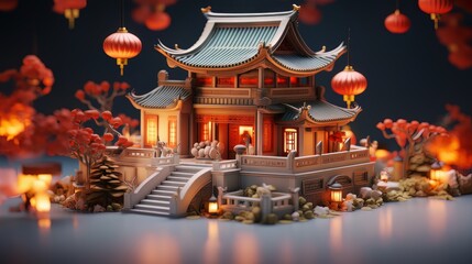 Fototapeta premium Chinese temple at night