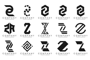 Set of abstract letter z logo design. icons for business of luxury, elegant, simple with black color