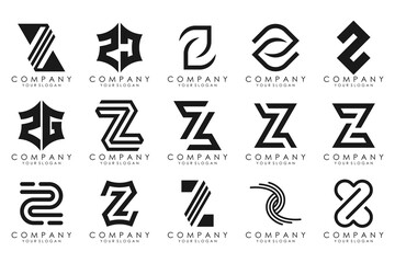 Set of abstract letter z logo design. icons for business of luxury, elegant, simple with black color