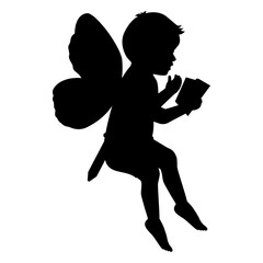 cute fairy boy silhouette illustration