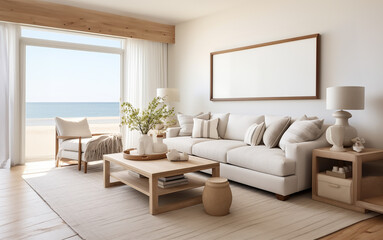 Fototapeta premium modern living room designed in a coastal style