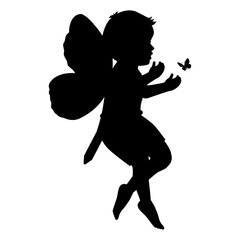 cute fairy boy silhouette illustration 