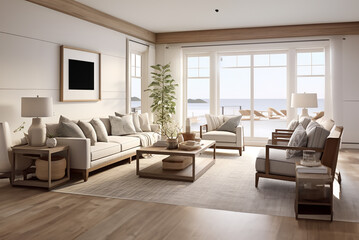 modern living room designed in a coastal style