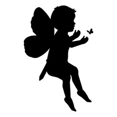 cute fairy boy silhouette illustration 