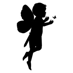 cute fairy boy silhouette illustration