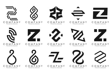 Set of abstract letter z logo design. icons for business of luxury, elegant, simple with black color