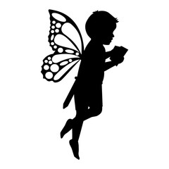 cute fairy boy silhouette illustration 