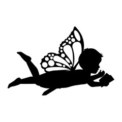 cute fairy boy silhouette illustration 