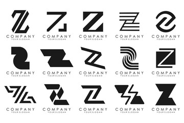 Set of abstract letter z logo design. icons for business of luxury, elegant, simple with black color