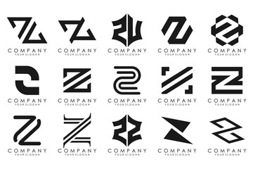 Set of abstract letter z logo design. icons for business of luxury, elegant, simple with black color