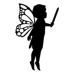 cute fairy boy silhouette illustration 
