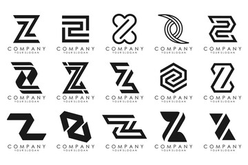 Set of abstract letter z logo design. icons for business of luxury, elegant, simple with black color
