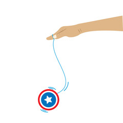 Naklejka premium hands playing yo-yo. Vector isolated elements