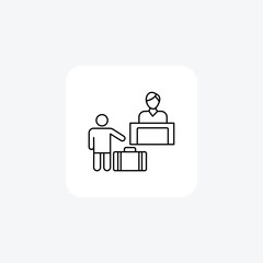 Check-In Line Icon Travel And Tour Icon, Tourism Icon, Exploring World Icons