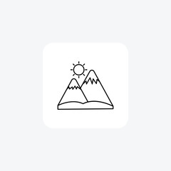 Mountain Line Icon Travel And Tour Icon, Tourism Icon, Exploring World Icons