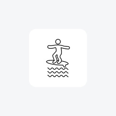 Surfing Line Icon Travel And Tour Icon, Tourism Icon, Exploring World Icons