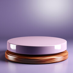 podium blank, lavender background, in the style of circular abstraction, 3D rendering, clay material, isometric, tonalist, smooth shiny, blue and white, spot light, lively tableaus, rim light