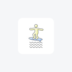 Surfing Awesome Outline Icon Travel And Tour Icon, Tourism Icon, Exploring World Icons