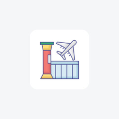 Airport Outline Fill Icon Travel And Tour Icon, Tourism Icon, Exploring World Icons