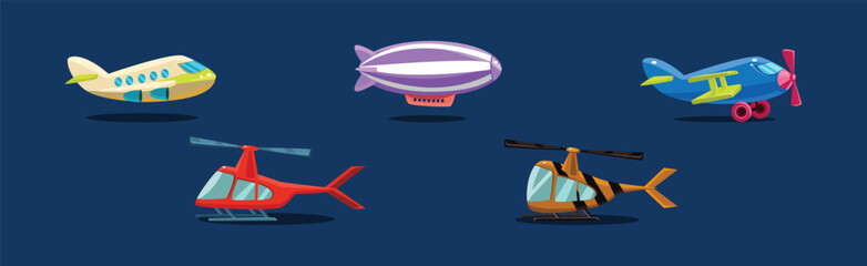 Aircraft and Different Air Vehicle for Mobile Game Vector Set © topvectors