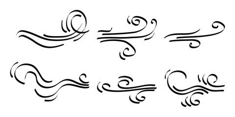 doodle wind  blow, gust design isolated on white background. vector hand drawn illustration