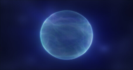 Abstract transparent energy sphere round glowing magical digital futuristic space background