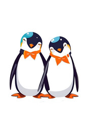 Loving couple of penguins