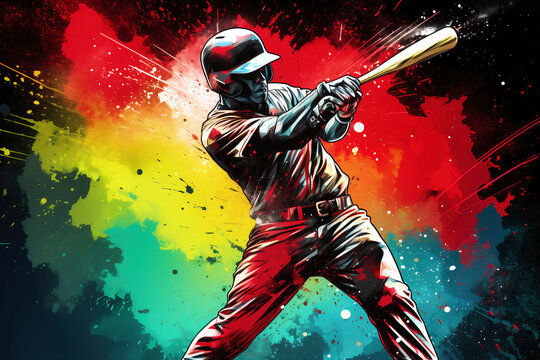 Photo of a baseball player in action, swinging a bat with great power