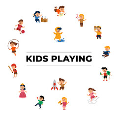 Funny Kid Playing Vector Illustration Design
