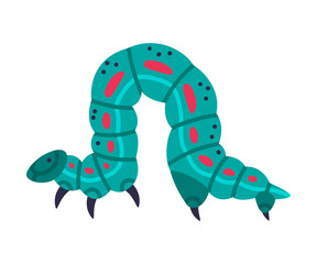 Bright Caterpillar as Larval Stage of Insect Crawling and Creeping Vector Illustration