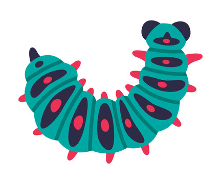 Bright Caterpillar as Larval Stage of Insect Crawling and Creeping Vector Illustration