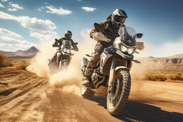 Fototapeta premium Motocross riders on the field, motocross sports, motorcycle rally motorcyclist