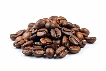 Fototapeta premium Heap Of Coffee Beans Isolated White Background