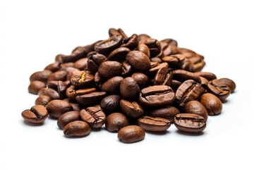 Heap Of Coffee Beans Isolated White Background