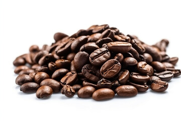Fototapeta premium Heap Of Coffee Beans Isolated White Background