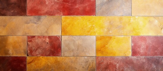 Yellow and red tile pattern for kitchen, bathroom, etc.