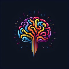 Brain icon logo, vector design elements. generative AI