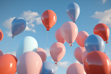 Vibrant bunch of balloons floating in air. This image can be used to add festive and joyful touch to any celebration or event.