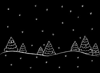 Fototapeta na wymiar Winter landscape with Christmas trees