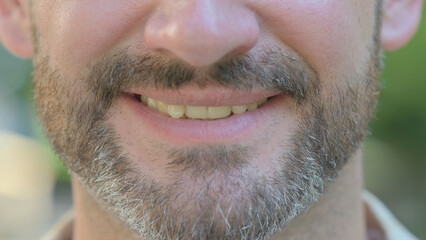 Fototapeta premium Close up of Smiling Male Lips