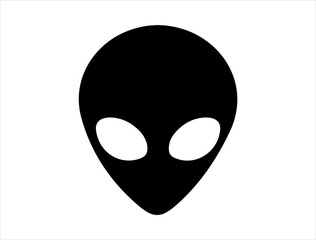 Alien head silhouette vector art white background