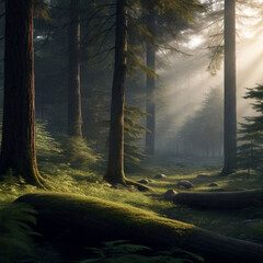 morning in the forest ai generated