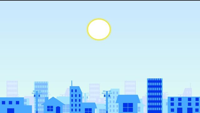 【横揺れ】昼間の都市を襲う地震のアニメーション動画