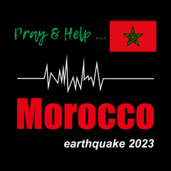 Pray for Morocco earthquake  poster design with black background for sharing your thoughts on social media platforms. Banner, Social Media Post. Morocco earthquake 2023. Vector Illustration. 