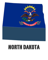 3D flag style of the State of North Dakota United States America graphics