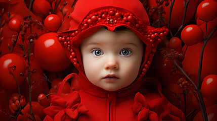Obraz na płótnie Canvas baby with red balloon