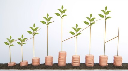 Obraz premium Money Growth Chart: A minimalist chart with an upward-sloping line indicating financial growth