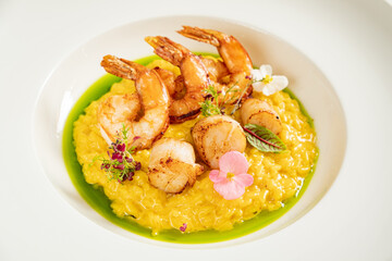 risotto with shrimps and sauce