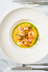 risotto with shrimps and sauce