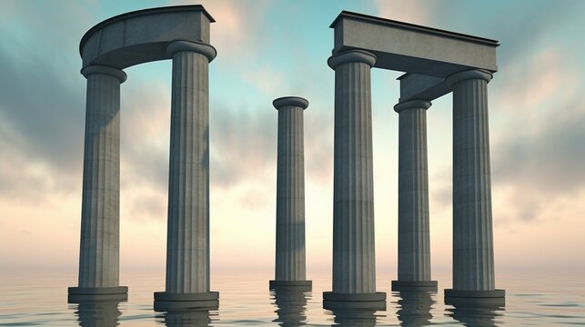 Wealth Pillars: Minimalist pillars symbolizing the key pillars of financial success